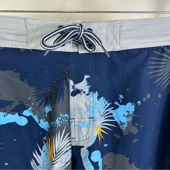 Tropical Tie Dye Men's Swim Trunks Large Board Shorts Palms Marble - Picture 2 of 13